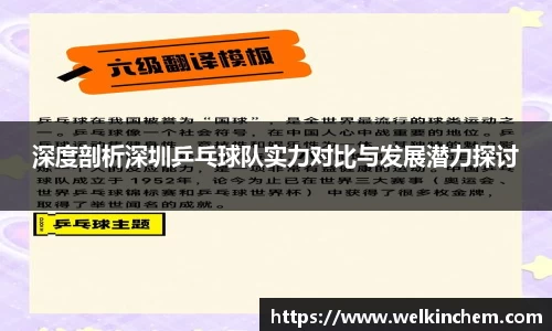 深度剖析深圳乒乓球队实力对比与发展潜力探讨